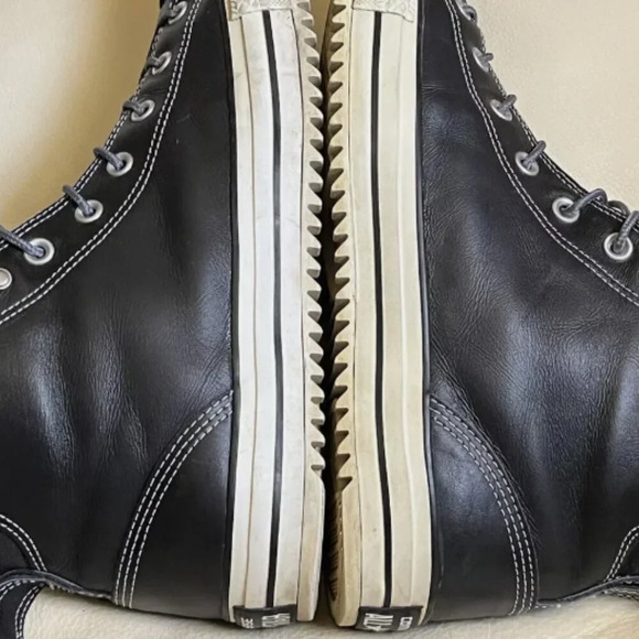 Converse All Star Black Leather High Top, Fuzzy Sherpa Liner  8 men/10 women - Picture 5 of 11